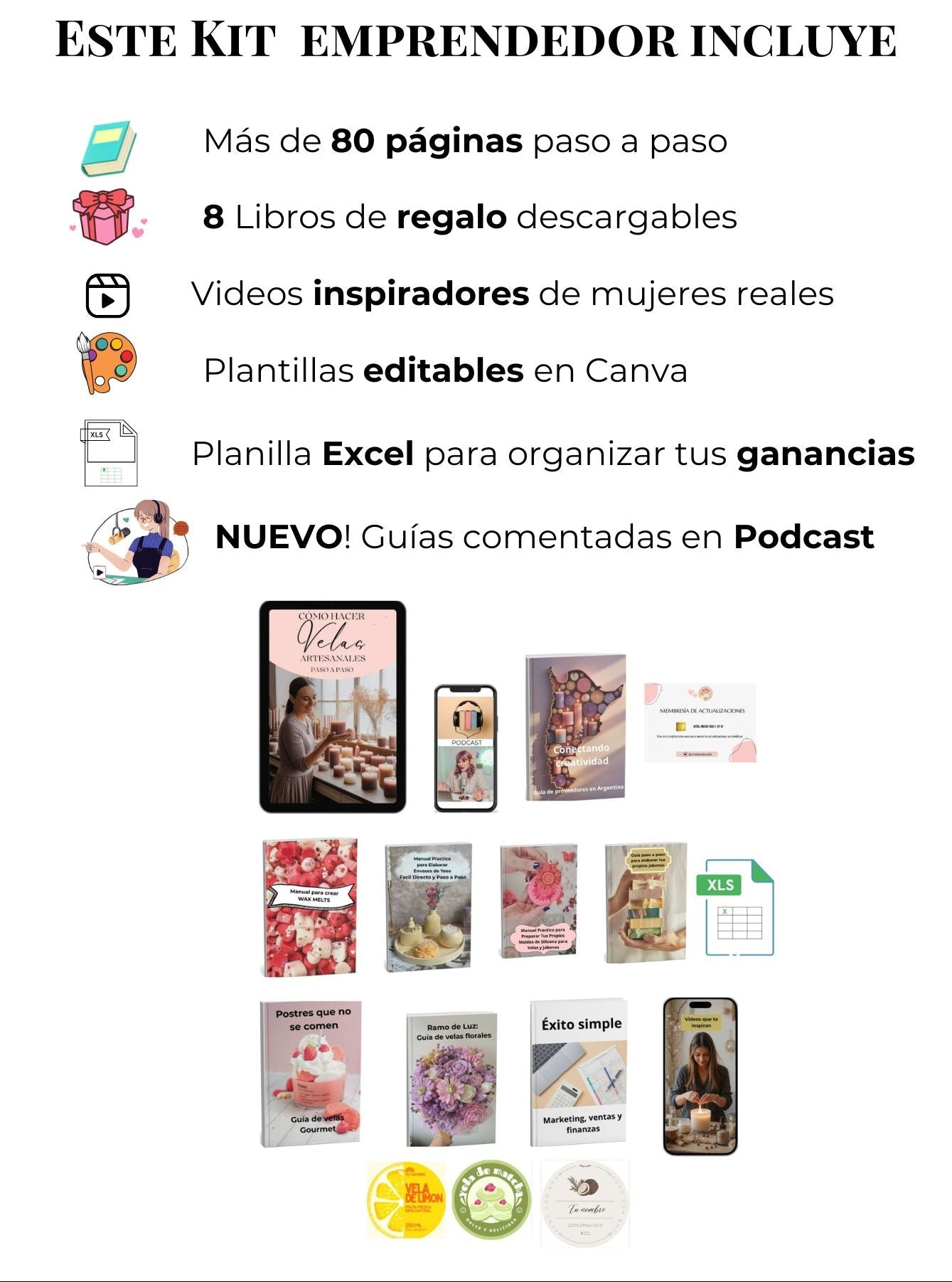 Guía Cómo Hacer Velas Artesanales + 11 BONOS de Regalo + Podcast