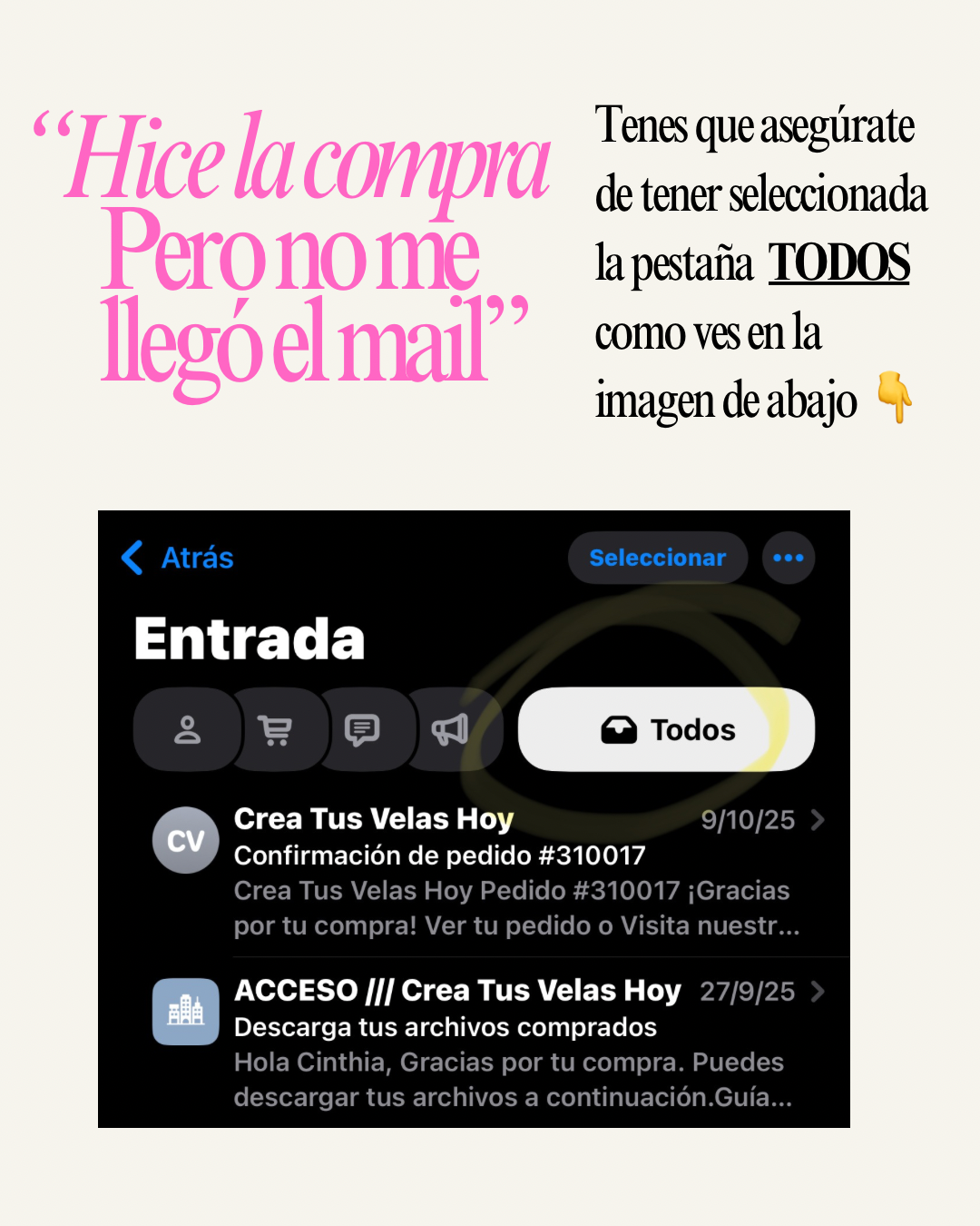 No me llegó el mail - seleccionar TODOS